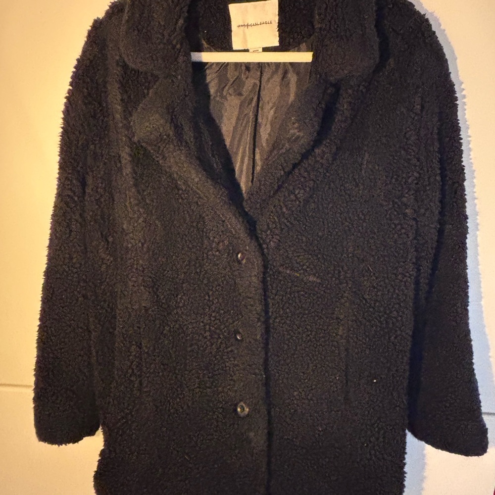 American Eagle Outfitters Black Teddy Jacket